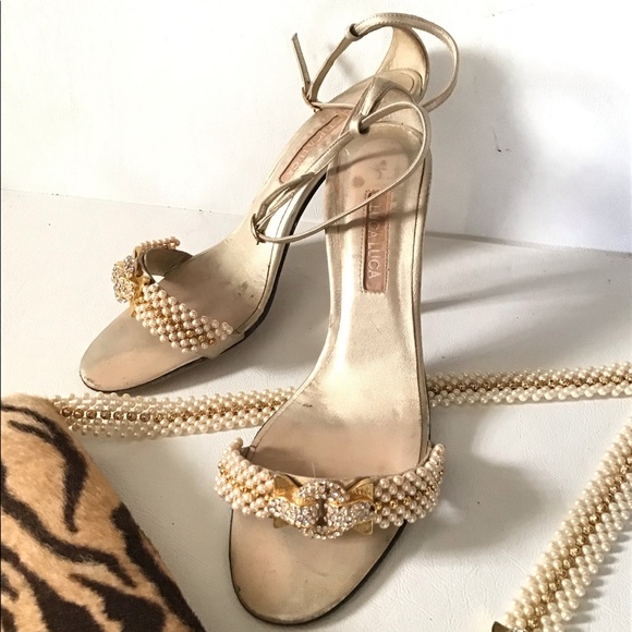 LUCA LUCA Fur Flap Pearl Beaded Shoulder Bag sz39 - Picture 13 of 13